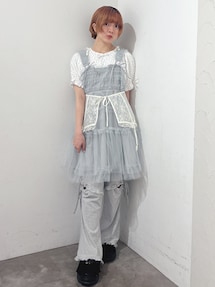美品 merry jenny レースカットフリルリブパンツ グレー レースカットフリルリブパンツ[品番：MKSW0062993]｜merry jenny