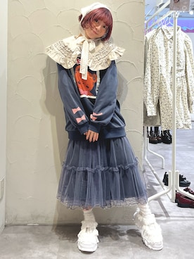 「アイテム（ヘアアクセサリー）」を使った、manamiさん（レディース・154cm）の秋コーディネート