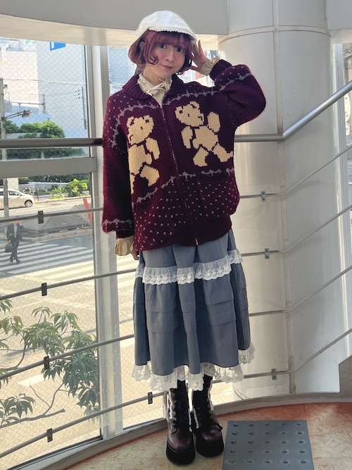 merryjenny タックフリルミディスカート ブラウン セール】タックフリルミディスカート（スカート）｜merry jenny