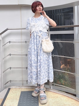 「小花柄」｜manamiさん（レディース・154cm）の夏コーディネート