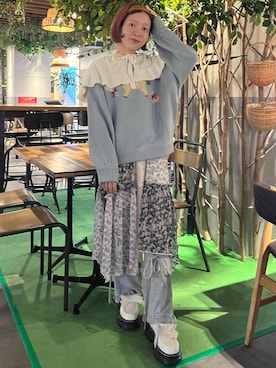 「アイテム（付け襟）」を使った、manamiさん（レディース・154cm）の秋コーディネート