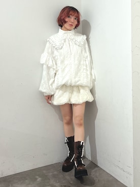「アイテム（付け襟）」を使った、manamiさん（レディース・154cm）の秋コーディネート