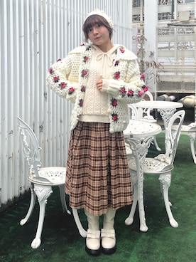 「merry jenny（メリージェニー）のアイテム（ニットキャップ/ビーニー）」を使った、manamiさん（レディース・154cm）の秋コーディネート