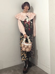 マロンクリームribbonハンドルミニトート｜メリージェニー