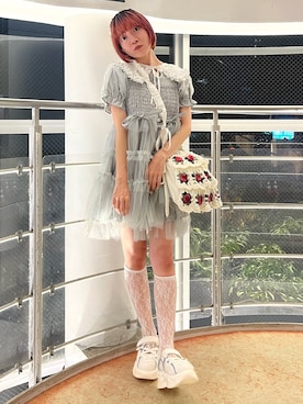 「アイテム（付け襟）」を使った、manamiさん（レディース・154cm）の夏コーディネート