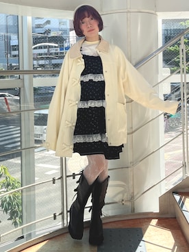 「アイテム（カバーオール）」を使った、manamiさん（レディース・154cm）の秋コーディネート