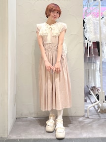merry jenny ギャザーシャーリング ワンピース Fサイズ 黒 ロング merry jenny ギャザーシャーリング ワンピース Fサイズ 黒