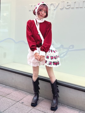 「アイテム（ヘアアクセサリー）」を使った、manamiさん（レディース・154cm）の秋コーディネート