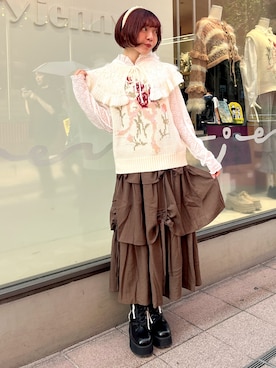 「アイテム（付け襟）」を使った、manamiさん（レディース・154cm）の秋コーディネート