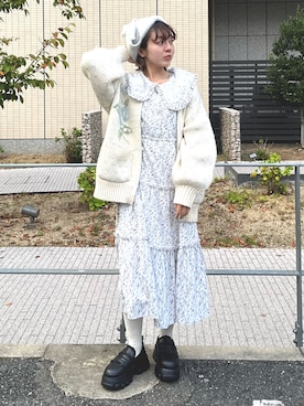 「merry jenny（メリージェニー）のアイテム（ニットキャップ/ビーニー）」を使った、manamiさん（レディース・154cm）の秋コーディネート