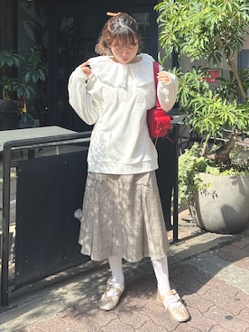 「merry jenny（メリージェニー）のアイテム（スウェット）」を使った、manamiさん（レディース・154cm）の秋コーディネート