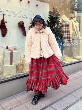 「merry jenny（メリージェニー）のアイテム（ダウンジャケット/コート）」を使った、manamiさん（レディース・154cm）の冬コーディネート