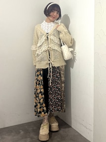 透かし編みフリルニットカーディガン｜メリージェニー（merry jenny