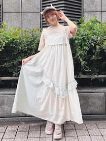 flower check アシメワンピース グリーン メリージェニー merry jenny flower checkアシメワンピース