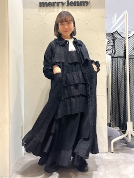 「merry jenny（メリージェニー）のアイテム（トレンチコート）」を使った、manamiさん（レディース・154cm）の春コーディネート