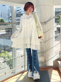 【Mina】flower waffle トップス ＆ ミニワンピース flower waffleミニワンピース｜メリージェニー（merry jenny