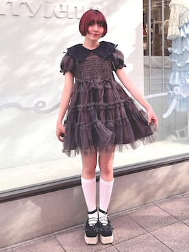 「merry jenny（メリージェニー）のアイテム（ワンピース/ドレス）」を使った、manamiさん（レディース・154cm）の夏コーディネート