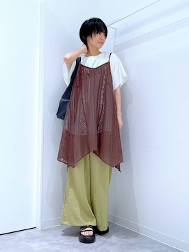 「若見え」｜「アイテム（ワンピース/ドレス）」を使った、あおき@LAKOLE海老名さん（レディース・156cm）の夏コーディネート