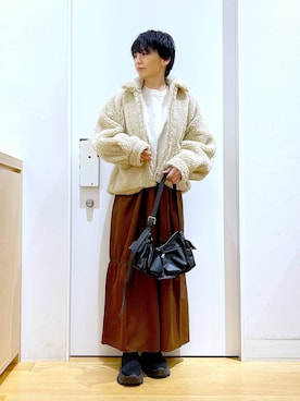 「若見え」｜「アイテム（ブルゾン）」を使った、あおき@LAKOLE海老名さん（レディース・156cm）の冬コーディネート