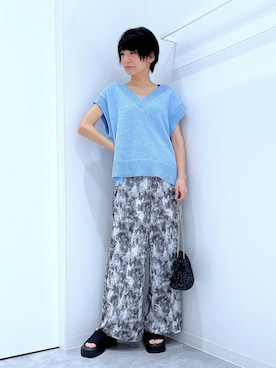 「巾着バッグ」｜「アイテム（サンダル）」を使った、あおき@LAKOLE海老名さん（レディース・156cm）の夏コーディネート