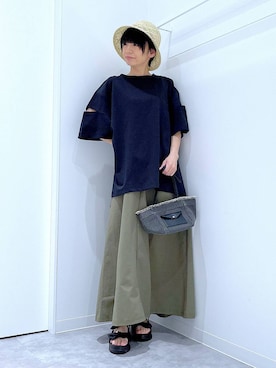 「若見え」｜「アイテム（帽子）」を使った、あおき@LAKOLE海老名さん（レディース・156cm）の夏コーディネート