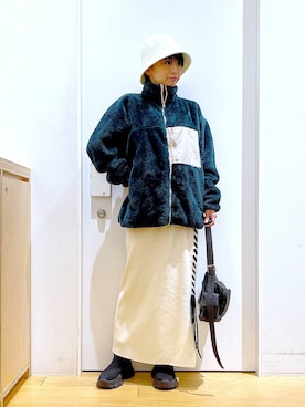 「ハット」｜「アイテム（ブルゾン）」を使った、あおき@LAKOLE海老名さん（レディース・156cm）の冬コーディネート