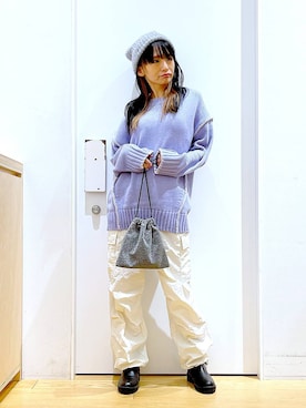 「若見え」｜「アイテム（財布/小物）」を使った、あおき@LAKOLE海老名さん（レディース・156cm）の冬コーディネート