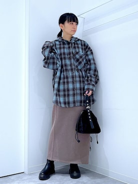 「リラックス」｜あおき@LAKOLE海老名さん（レディース・156cm）の冬コーディネート