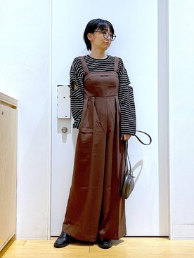 「若見え」｜「アイテム（オールインワン・サロペット）」を使った、あおき@LAKOLE海老名さん（レディース・156cm）の秋コーディネート