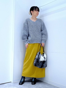 「アイテム（バレッタ/ヘアクリップ）」を使った、あおき@LAKOLE海老名さん（レディース・156cm）の冬コーディネート