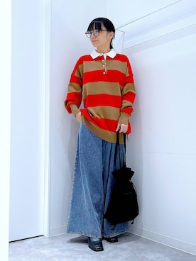 「リラックス」｜あおき@LAKOLE海老名さん（レディース・156cm）の冬コーディネート