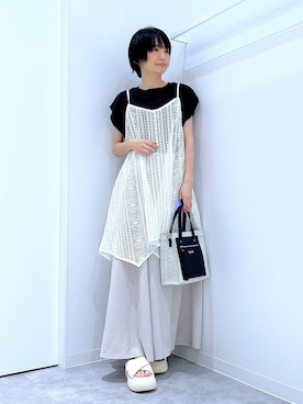 「若見え」｜「アイテム（ワンピース/ドレス）」を使った、あおき@LAKOLE海老名さん（レディース・156cm）の夏コーディネート