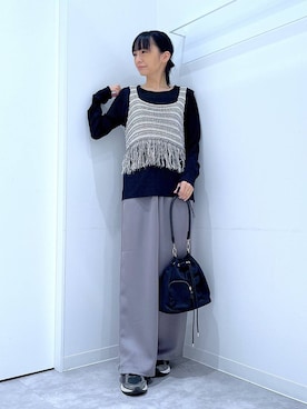 「巾着バッグ」｜あおき@LAKOLE海老名さん（レディース・156cm）の春コーディネート