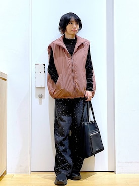 「若見え」｜「アイテム（その他アウター）」を使った、あおき@LAKOLE海老名さん（レディース・156cm）の秋コーディネート