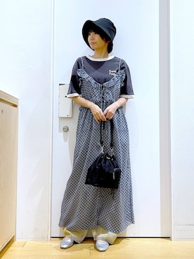 「若見え」｜「アイテム（ワンピース/ドレス）」を使った、あおき@LAKOLE海老名さん（レディース・156cm）の夏コーディネート