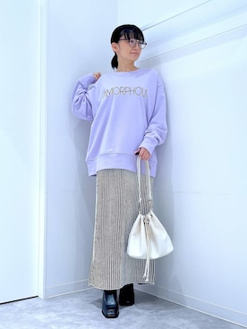 「アイテム（スカート、ベージュ系）」を使った、あおき@LAKOLE海老名さん（レディース・156cm）の冬コーディネート