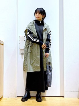 「若見え」｜「アイテム（ミリタリージャケット）」を使った、あおき@LAKOLE海老名さん（レディース・156cm）の秋コーディネート