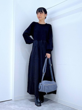 「リラックス」｜あおき@LAKOLE海老名さん（レディース・156cm）の冬コーディネート