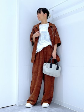 「LAKOLE（ラコレ）のチュールフリルバンスクリップ / 135391（バレッタ/ヘアクリップ、ホワイト系）」を使った、あおき@LAKOLE海老名さん（レディース・156cm）の春コーディネート