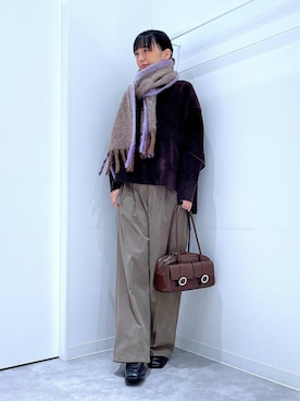 「ボストンバッグ」｜あおき@LAKOLE海老名さん（レディース・156cm）の冬コーディネート
