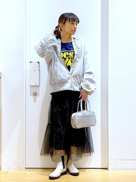 「若見え」｜「アイテム（MA-1）」を使った、あおき@LAKOLE海老名さん（レディース・156cm）の春コーディネート