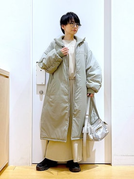 「若見え」｜「アイテム（ミリタリージャケット）」を使った、あおき@LAKOLE海老名さん（レディース・156cm）の冬コーディネート