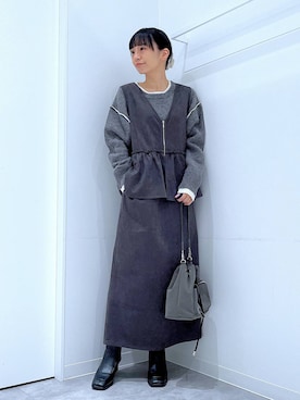 あおき@LAKOLE海老名さん（レディース・156cm）の冬コーディネート