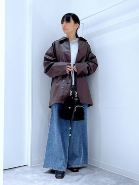 「リラックス」｜「アイテム（ステンカラーコート）」を使った、あおき@LAKOLE海老名さん（レディース・156cm）の秋コーディネート