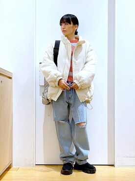 「若見え」｜「アイテム（ナイロンジャケット）」を使った、あおき@LAKOLE海老名さん（レディース・156cm）の冬コーディネート