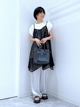「若見え」｜「アイテム（ワンピース/ドレス）」を使った、あおき@LAKOLE海老名さん（レディース・156cm）の夏コーディネート