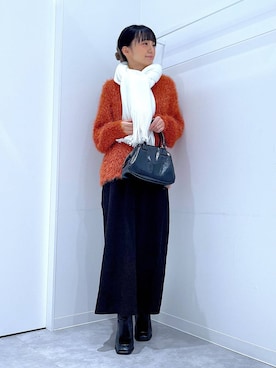 「リラックス」｜あおき@LAKOLE海老名さん（レディース・156cm）の冬コーディネート