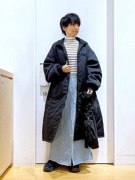 「若見え」｜「アイテム（ミリタリージャケット）」を使った、あおき@LAKOLE海老名さん（レディース・156cm）の冬コーディネート