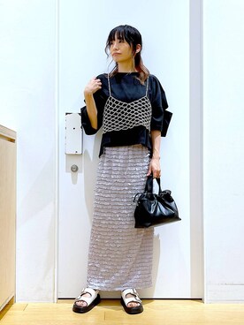 「アイテム（その他トップス、シルバー系）」を使った、あおき@LAKOLE海老名さん（レディース・156cm）の夏コーディネート