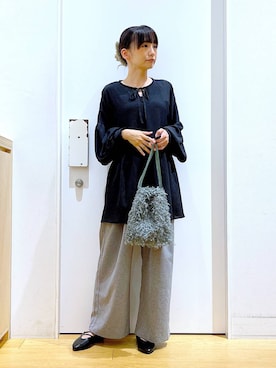 「若見え」｜「アイテム（チュニック）」を使った、あおき@LAKOLE海老名さん（レディース・156cm）の秋コーディネート